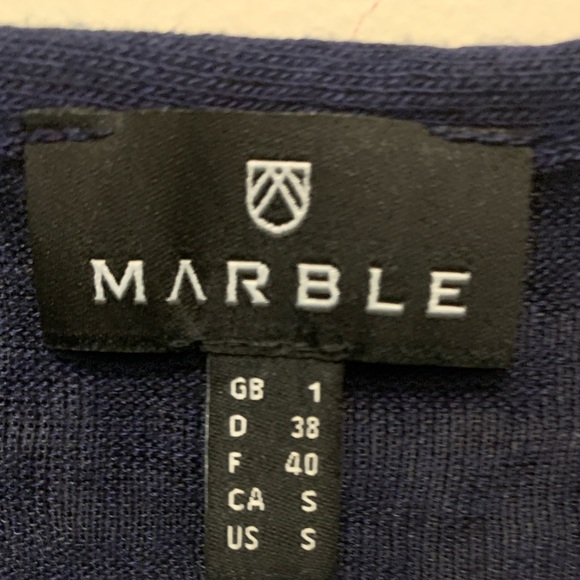 MARBLE Oversized Deep Navy Blue Light Knit Ruffle Tank Top - Picture 3 of 6